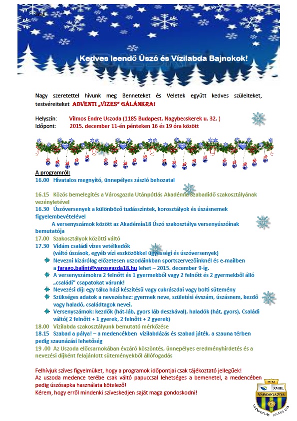 Adventi vizes gala program