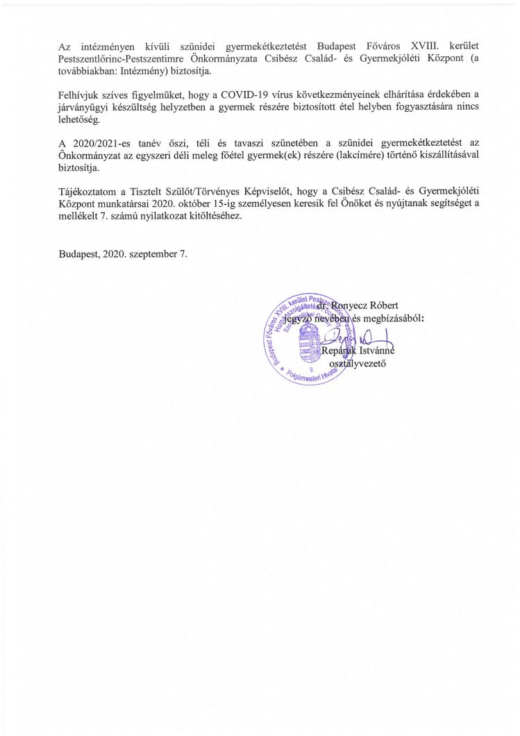 TÁJÉKOZTATÓ H HH SZÜNIDEI ÉTK 2020 09 Oldal 2
