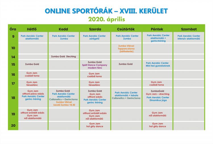 online órarend színes betük javított