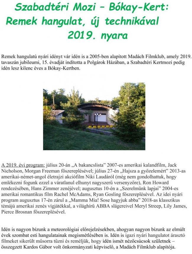 Szabadtéri Mozi 2019. Remek hangulat1 