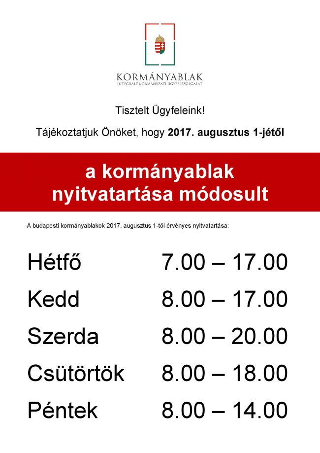 KAB Nyitvatartas modosul